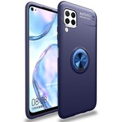 Resim Huawei P40 Lite Kılıf Kickstand Ring Holder Lacivert Microsonic