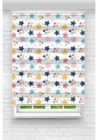 Resim Perdecizade Enxboy Renkli Yıldızlar Dijital Baskılı Zebra Perde-cocuk Odası-stor Perde Renkli 