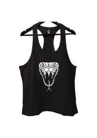Resim Top Glory Snake Siyah Gym Fitness Tank Top Sporcu Atleti 
