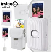 Resim Fujifilm Instax Mini Link 2 Beyaz Yazıcı 20LI Mini Film Deri Kılıf Albüm Çerçeve ve Kıskaçlı Stand 