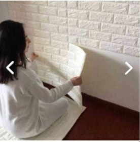 Resim Beyaz Tuğla Desen 5 Adet Kendinden Yapışkanlı Duvar Paneli Kağıdı 