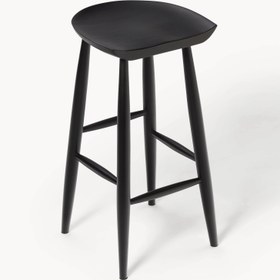 Resim Riza Ahşap Bar Taburesi Siyah 78 cm 