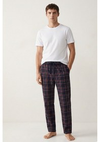 Resim Elemge %100 Pamuk Kareli Erkek Pijama Altı Süprem Kumaş Rahat Kalıp Cepli İpli Lacivert Ekoseli Relax Fit Lacivert Kırmızı Yeşil 