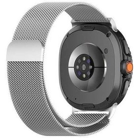 Resim Fastbuy Samsung Watch 8 İçin Klasik Milanese Band, Gümüş, Manyetik Metal, Uyumlu Saat Kolu 