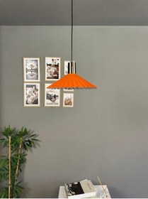 Resim Avilla Turuncu Metal Tekli Avize Kalın Eskitme Fener Kafa Rustik Mutfak Modern Sarkıt Aydınlatma Turuncu 