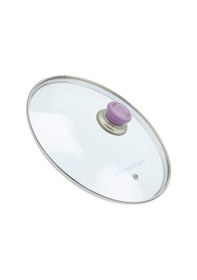Resim Tencere Sahan Tava Cam Kapağı Buhar Delikli Kapak 28 Cm Lila Tutma Tepesi 