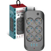 Resim Akım Korumalı Priz Çocuk Korumalı 6&apos;lı 2 Metre Uzatma Kablosu 6xpriz 3xusb Priz 