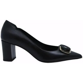 Resim Poletto Hakiki Deri Sıyah Ayakkabı Stiletto 9841 82-1313 Siyah 