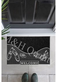 Resim Welcome Yazlı Kapı Önü Paspası Gri Rengi Gri 