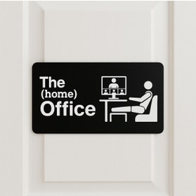 Resim HOBİREYON The Home Office Kapı Tabelası - Ev Ofis Dekorasyonu, Kapı Yazısı, Home Office İşaret Levhası 