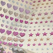 Resim 1 adet Kalp ve Yıldız Şeklinde Parıldayan Kendinden Yapışkanlı Sticker, Pastel Pembe ve Mavi Glitter Bitiş, Vinil Malzeme, DIY El Sanatları ve Festivite İdeal Dekorasyonlar (Noel, Cadılar Bayramı, Şükran Günü, Paskalya), El Sanatları Malzemeleri | Festivite Dekorasyonlar | Vinil Sticker 