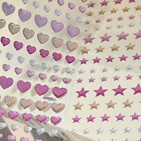 Resim 1 adet Kalp ve Yıldız Şeklinde Parıldayan Kendinden Yapışkanlı Sticker, Pastel Pembe ve Mavi Glitter Bitiş, Vinil Malzeme, DIY El Sanatları ve Festivite İdeal Dekorasyonlar (Noel, Cadılar Bayramı, Şükran Günü, Paskalya), El Sanatları Malzemeleri | Festivite Dekorasyonlar | Vinil Sticker 