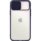 Resim KZY Apple iPhone 12 Pro Kapak Lensi Açılır Kapanır Kamera Korumalı Silikon Kılıf - Lacivert 