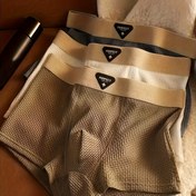 Resim 3 adet Erkek Boxer Şortu - Buzlu Sliky Fiber Kumaş, Nefes Alabilir ve Yumuşak, Düz Renk, Günlük Giyim İçin Rahat, Rahat ve Yazlık, Buzlu Sliky Fiber Kumaş 