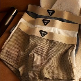 Resim 3 adet Erkek Boxer Şortu - Buzlu Sliky Fiber Kumaş, Nefes Alabilir ve Yumuşak, Düz Renk, Günlük Giyim İçin Rahat, Rahat ve Yazlık, Buzlu Sliky Fiber Kumaş 