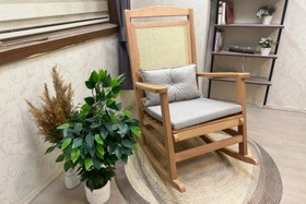 Resim VERANDA MİNDERLİ SALLANAN SANDALYE, KREM, NATUREL AYAK 