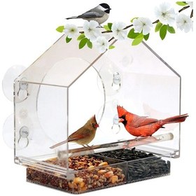 Resim Yystore Şeffaf Akrilik Kuş Kafesi Ev Şekli Kuş Kafesi 