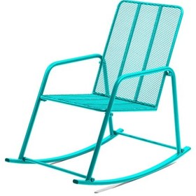 Resim Retodesign Minderli Turkuaz Metal Sallanan Sandalye/ Bebek Emzirme Koltuğu/baba Koltuğu 