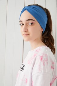 Resim Babygiz Kız Çocuk Derin Mavi Genç Bandana Saç Bandı Ekstra Yumuşak Esnek Doğal Pamuklu Penye 