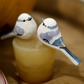 Resim İki Renk Seçeneği - El Yapımı Ahşap Renkli Mini Kuş Heykelleri, Mini Stil, Kuş Severler Koleksiyonu İçin Sanatsal Süs, Tatil Ev Dekoru, Verme İçin En İyi Hediye 