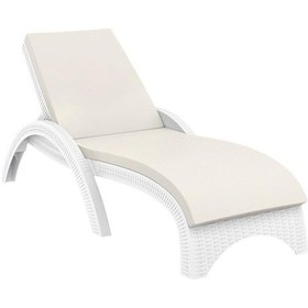 Resim Omnipazar Trk-860 Siesta Fiji Bej Minderli Rattan Desenli Ayarlanabilir Lüks Şezlong Beyaz Beyaz 