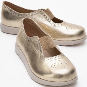 Resim Chelle Metalik Altın Lastikli Hakiki Deri Kadın Günlük Ayakkabı Altın 