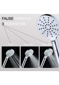 Resim Fause El Duş Başlığı 3 Fonksiyonlu Oval Ke121 Krom 