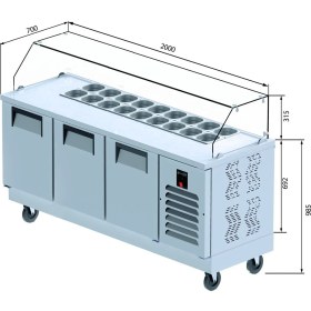 Resim Galleyz Krep & Sandviç Buzdolabı - 3 Kapılı - 200X70X133 cm 