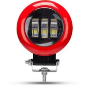 Resim Yuvarlak Off Road Spot Sis Lambası 3 Led Kırmızı Çerçeveli 