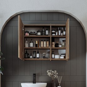 Resim Aynalı Banyo Dolabı - Gusto - Beyaz / 105 cm 