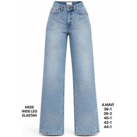 Resim Miss Poem Kadın A.mavi Taş Detaylı Wide Leg Jean Pantolon Açık Mavi 