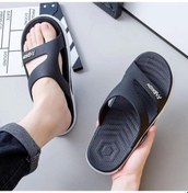 Resim Siyah Pvc Slaytlar Yaz Erkek Spor Terlik Dış Giyim Banyo Kaymaz Sandalet Açık Plaj Moda Rahat Açık Terlik Siyah 