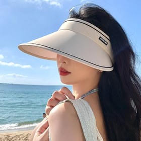 Resim 1 adet Kadın güneş şapkası, ayarlanabilir baş çevresi, katlanabilir saklama tasarımı, gölge nefes alabilen, açık hava seyahatleri, spor ve bisiklet için uygun 