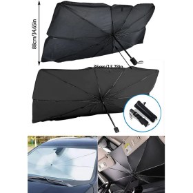 Resim Otamatik Araç Şemsiyesi Bütün Araçlara Uyumlu Yaz Mevsimi Araba Şemsiye Torpido Güneş Koruma Şemsiye 