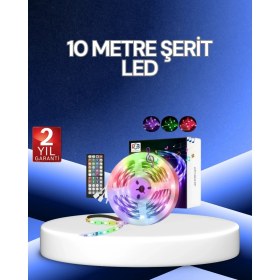 Resim Shopwave 10 Metre Smart Şerit LED Bluetooth Telefon Kontrollü USB Enerjili 