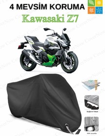 Resim AutoEN Kawasaki Z7 DAYANIKLI KİLİT UYUMLU SU GEÇİRMEZ MOTOSİKLET BRANDASI-SİYAH 