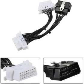 Resim Streak 16 Pin Obd2 Uzatma Y Kablosu ELM327 1 Erkek 2 Dişi Araç Arıza 