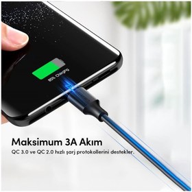 Resim Ugreen USB-A & USB-C Şarj ve Data Kablosu, 2 Metre, Siyah 