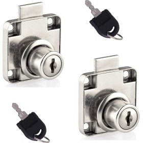 Resim Eym 2 Adet Kare Çekmece Kilidi Zamak Nikel Kaplama 