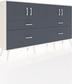 Resim Arges Konsol 2 Raflı 4 Çekmeceli 4 Kapaklı 176x30x99 Aytaşı-antra Aytaşı-antrasit 