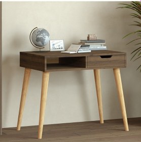 Resim Offer Çalışma Masası, Bilgisayar Masası, Çekmeceli Kilim, Ahşap Ayak, Ev-ofis - Kahverengi Kahverengi 