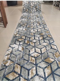 Resim Arbese Kaymaz Taban Halı Koridor Antre Mutfak Yatak Odası Kesme Jel Yolluk Mavi Renkli Halı 1016mvı 