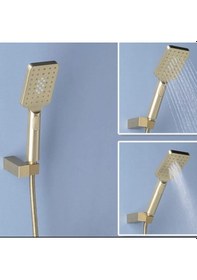 Resim İsaoğlu Yapı Mat Gold Duş Seti Batarya Dahil Set Fırçalanmış Gold Duş Sistemi Mat Altın Gold 