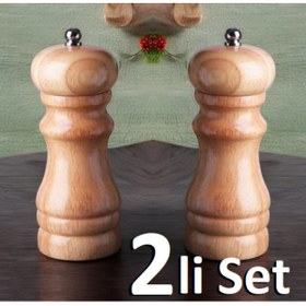Resim Pinkev 2li Set Bambu Tuz Karabiber Öğütücü Değirmeni Boy 16,5cm 