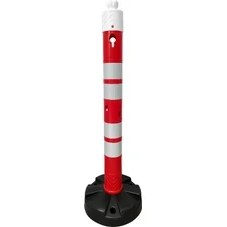 Resim İleri Trafik 50'li Dubalı Kırmızı Uyarı Dikmesi, 4 Reflektifli - 120 x 11 cm 