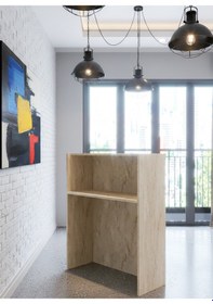 Resim Resital Ledli Karşılama Bankosu G-90 Cm Ofis Kasa Resepsiyon Masası Banko-002-2-8 