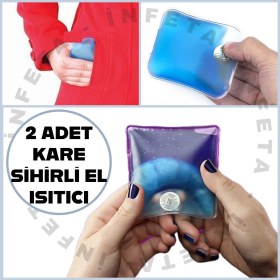 Resim İnfeta 2 Adet Sihirli El Isıtıcı Kare Şekilli Jel Isıtıcı Cep Sobası Balıkçı Dağcı Yürüyüş Kamp El Isıtıcı 