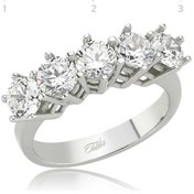 Resim Gümüş 5 Taş Bayan Yüzük (551169380) 