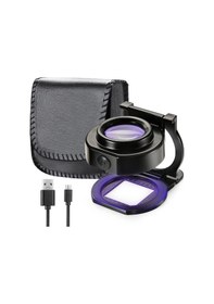 Resim 25x Büyüteç Büyüteç, 6 Işık, Usb Üç Katlanır Masaüstü Taşınabilir Metal Göz Büyüteç Ölçeği Dikiş Büyüteç 