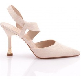 Resim Dgn 1022 Kadin İnce Topuklu Ayakkabi Ten Desenli 